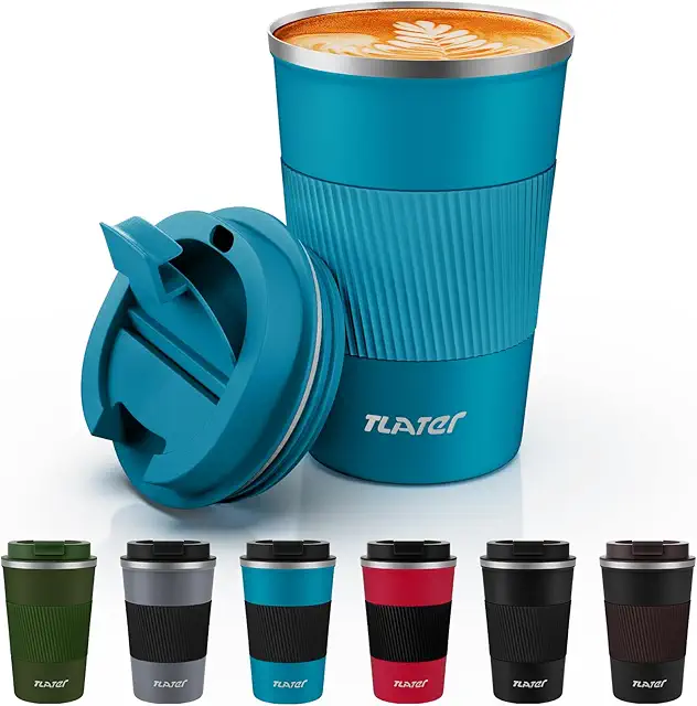 Tasse Isotherme Tlater 380ml - Gobelet de Voyage Anti-Fuite pour Café Chaud et Froid