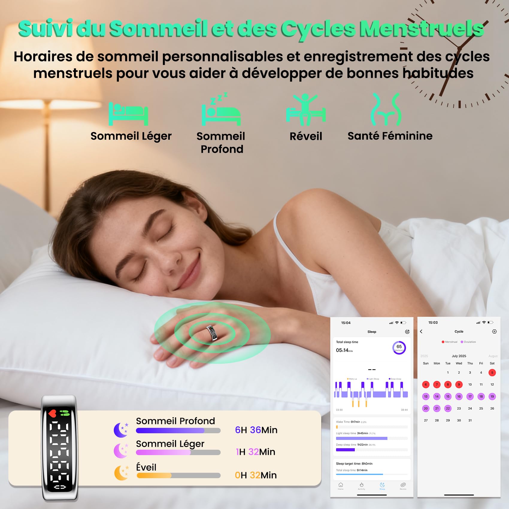 Bague Connectée Femme et Homme, 2026 Smart Ring avec Écran LED, IP68 Étanche, Tracker de Santé et Fitness avec Fréquence Cardiaque/SpO2/HRV/Sommeil/Stress, Compatible avec iOS et Android