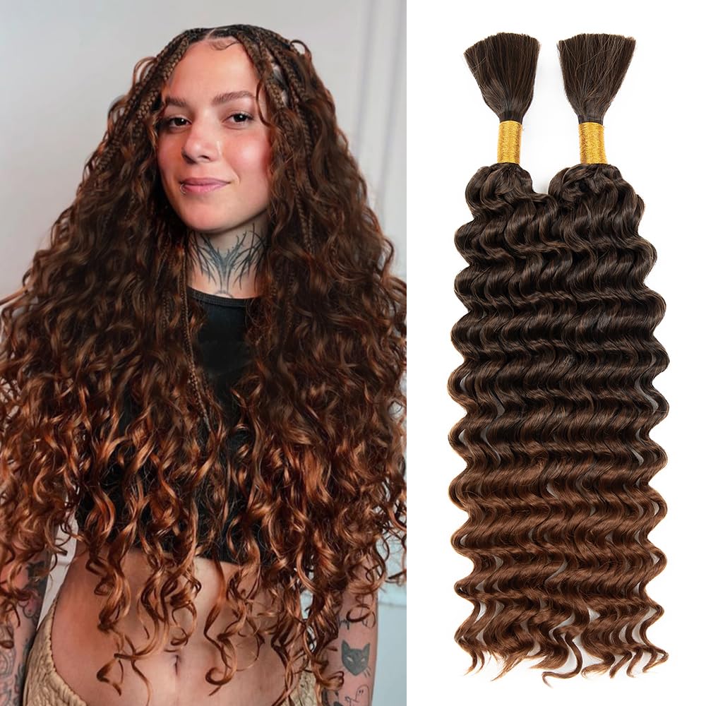 Deep Wave Bulk hair for Braiding Wet and Wavy Micro Braiding Hair No Weft Faux Deep Wave Braiding Hair Extensions for Box Boho Braids 150g with
