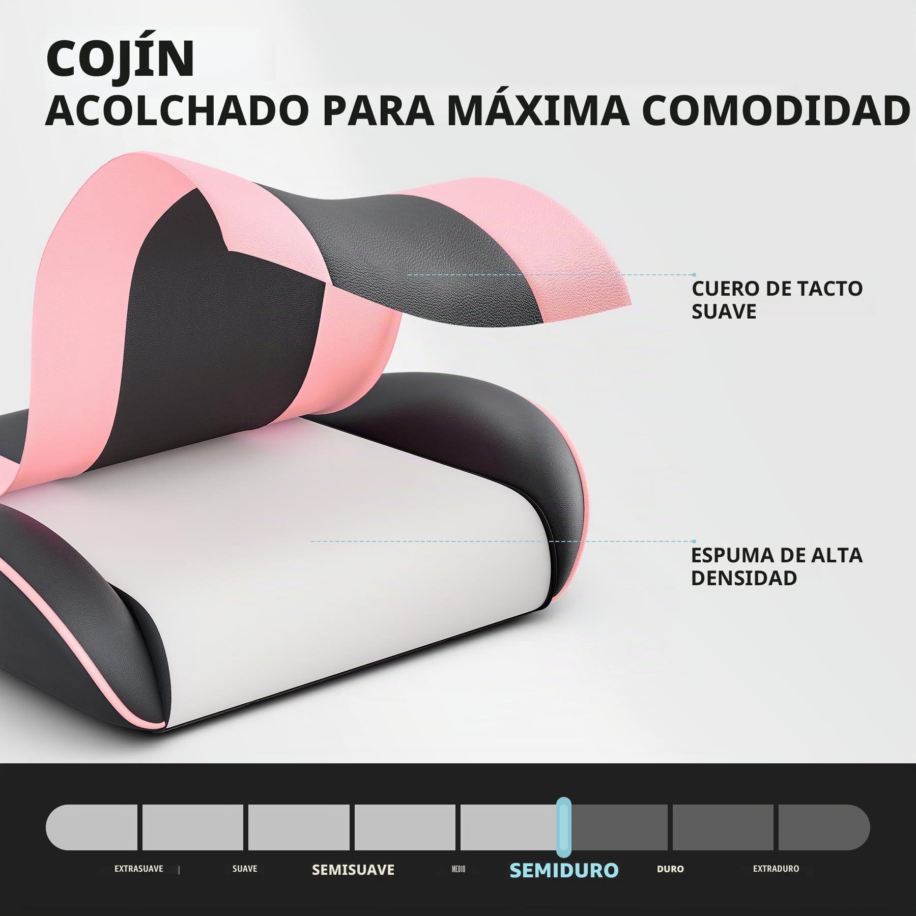 Silla para videojuegos, ergonómica con reposapiés, silla de gaming, reposabrazos ajustables, silla de oficina ergonómica con soporte lumbar, negro/gris (negro-rosa)
