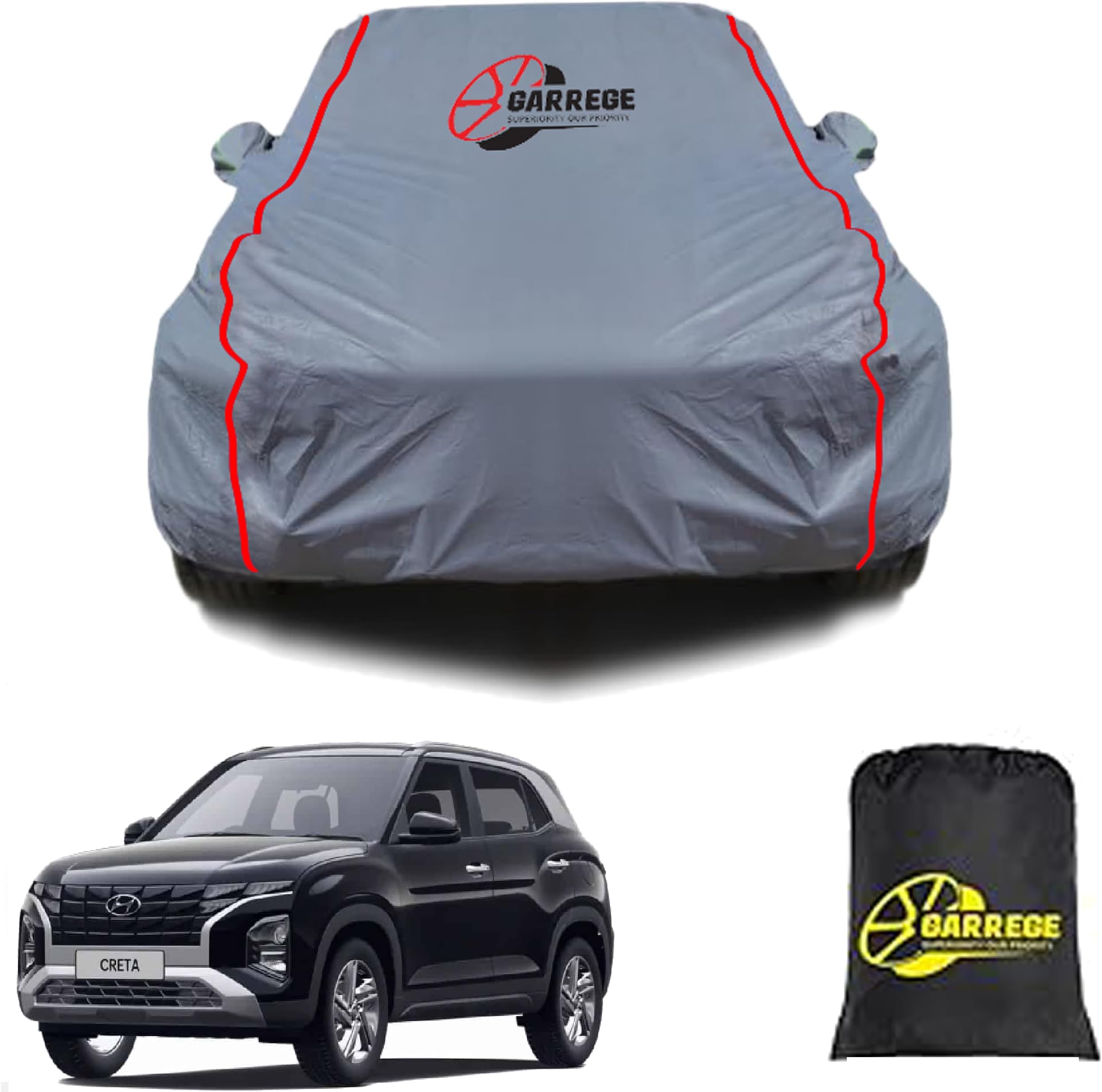 AutoFirm Waterproof Car Body Cover for Hyundai Creta 2024-2023 (Grey ...