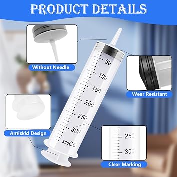 Plastic Syringe Set Large Capacity 350ml, Needle-Free Feeding Tube