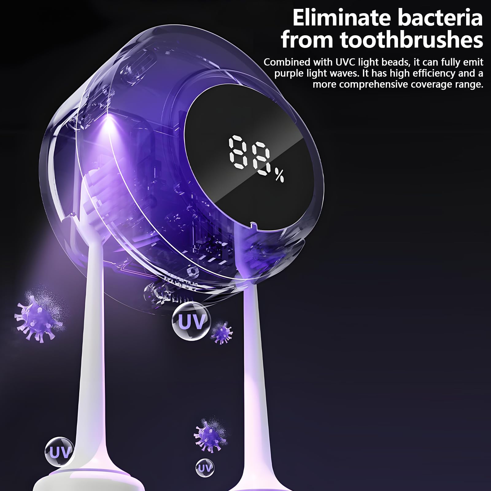 Esterilizador UV para Cepillo de Dientes, Esterilizador de Cepillo de Dientes, Cepillo de Dientes Desinfectante Recargable para Hombre, Mujer, Uso Diario (Blanco)