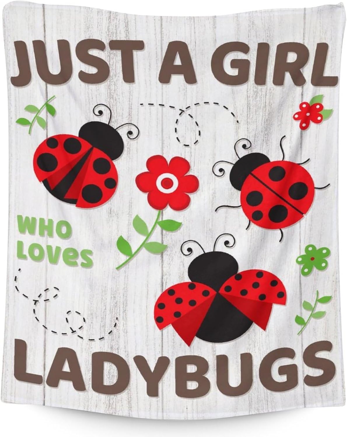 Custom Ladybug Blanket for Women - Cute Lady Bug Print Gifts - 60 x 80 Inches White Fuzzy Throw Blankets Stuff for Bed, Living Room
