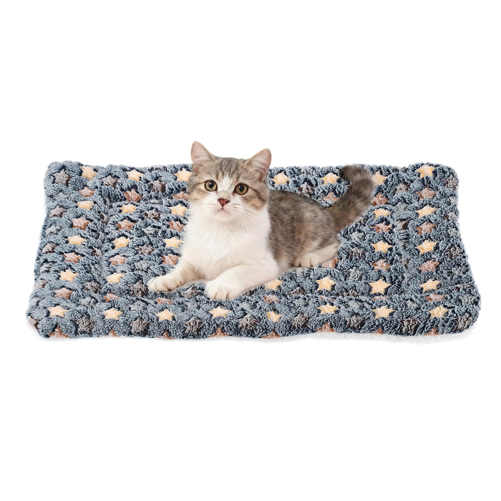 sourcing map Dog Cat Bed Mat, Soft Coral Fleece Pet Cushion Pad with Cute Star Print, Warm Washable Pet Bed 19x13 Inches, (Dark Gray), Intended for Medium Small Dog Cat