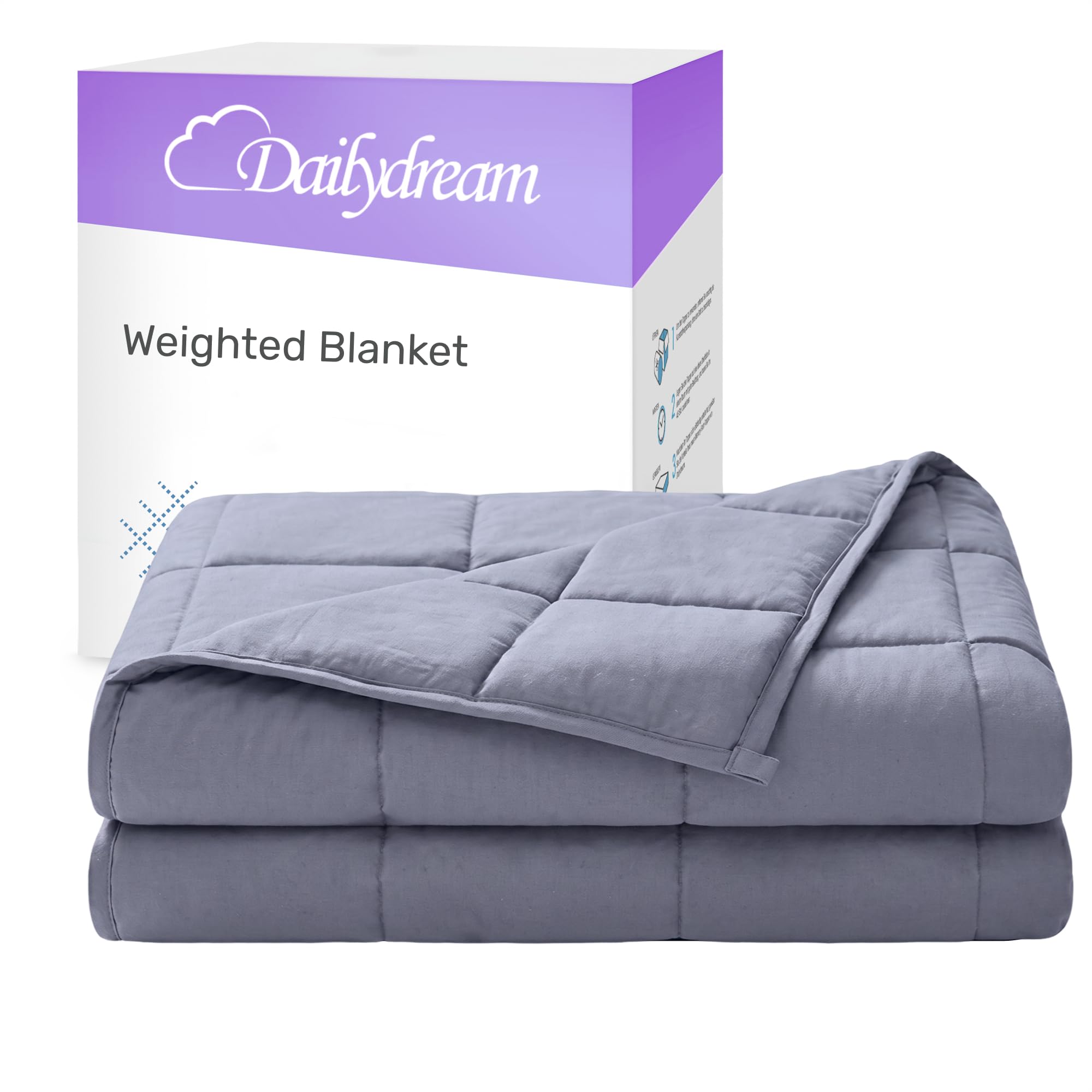Dailydream therapy weight blanket with 100% cotton, 9,5Kg for adults, 155x200cm, grey — image 1