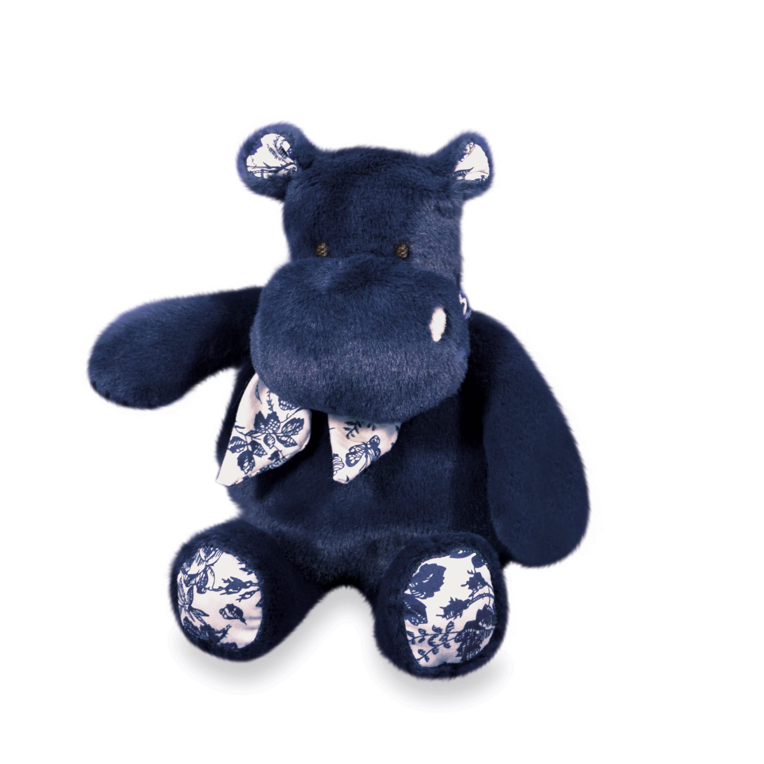Histoire d'ours - Hippo Soft Toy - Hippo Bandana - Navy Blue - 22 cm - Soft and Cute Plush for the Hugs - Idea for Birth and Birthday Gift for Children - The HIPPO - HO3178