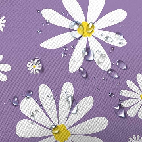 Miniatura 5 de Cortina de ducha floral de margaritas moradas, bonito juego de cortinas de ducha de tela de flores retro bohemias blancas y lavanda para niñas,