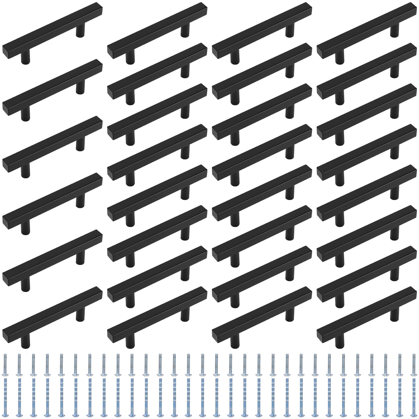 PQHIQ 30 Pack Kitchen Cupboard Door Handles Black Wardrobe Door Handles