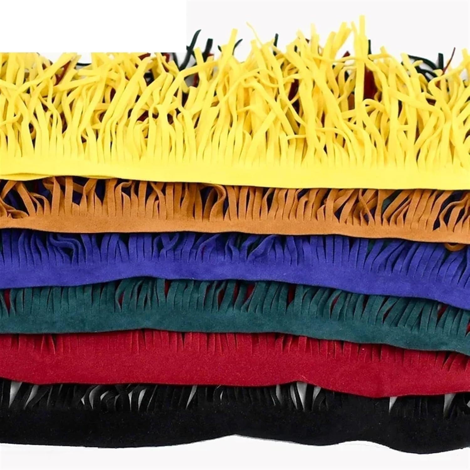 5 mètres de Garniture de Pompon en Cuir et Daim, adaptés aux Sacs et aux vêtements(TF005-RoseRed63,15cm)