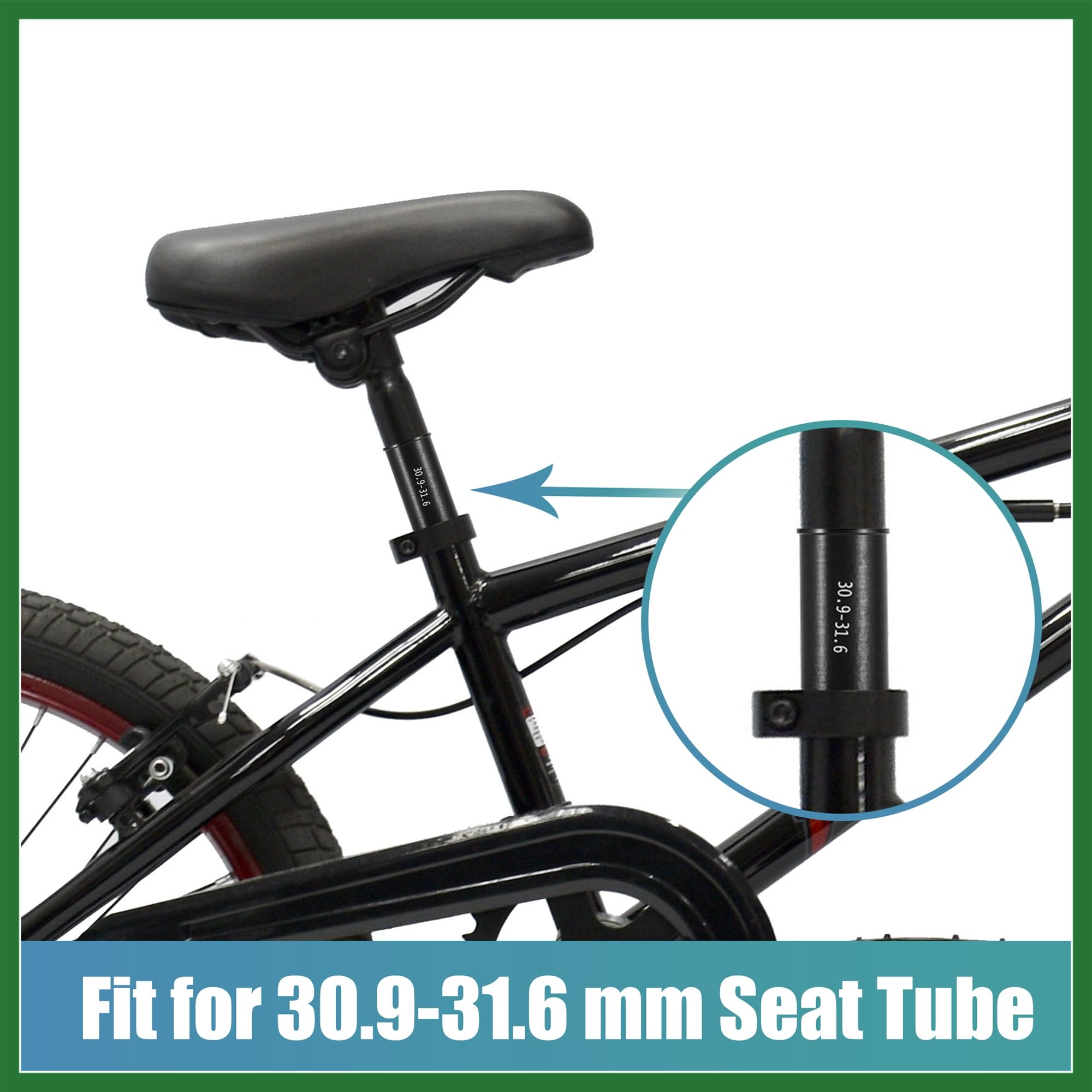 Motoforti 30.9 to 31.6mm Bicycle Bike Seat Post Tube Adapter Reducing Sleeve Long-lasting, Black - Image 2