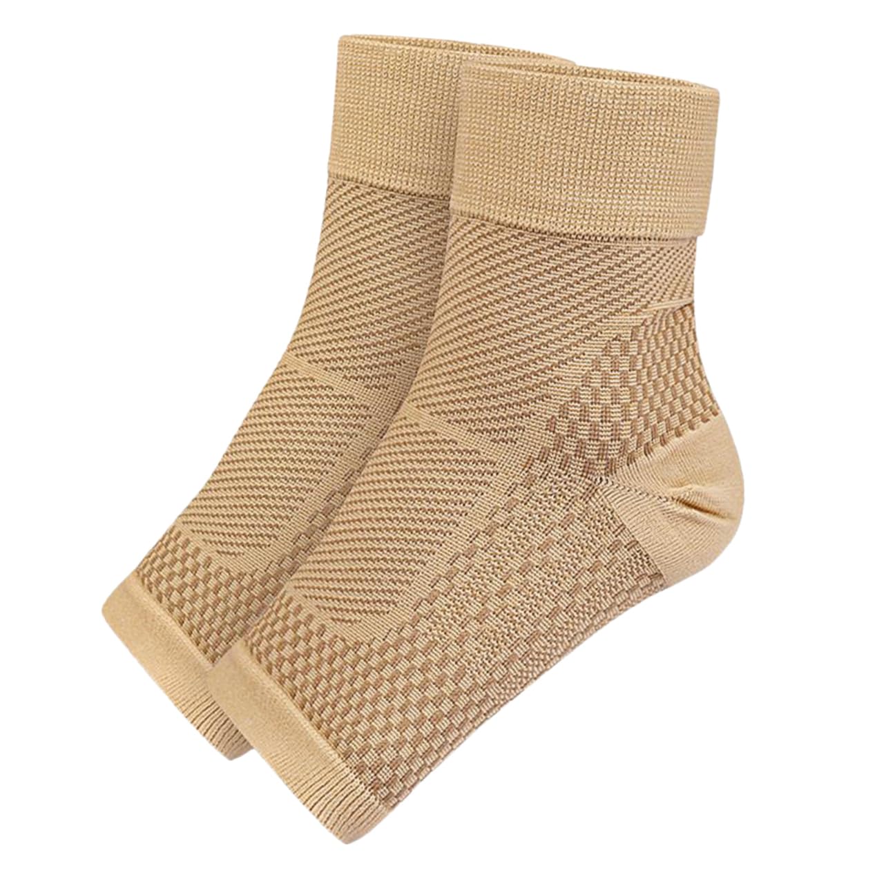 WOFASHPURET 1Pair Ankle Compression Socks for Men and Women Breathable Plantar Support Sleeve for Heel Relief for Running Hiking Fitness and Daily Wear Skin Color