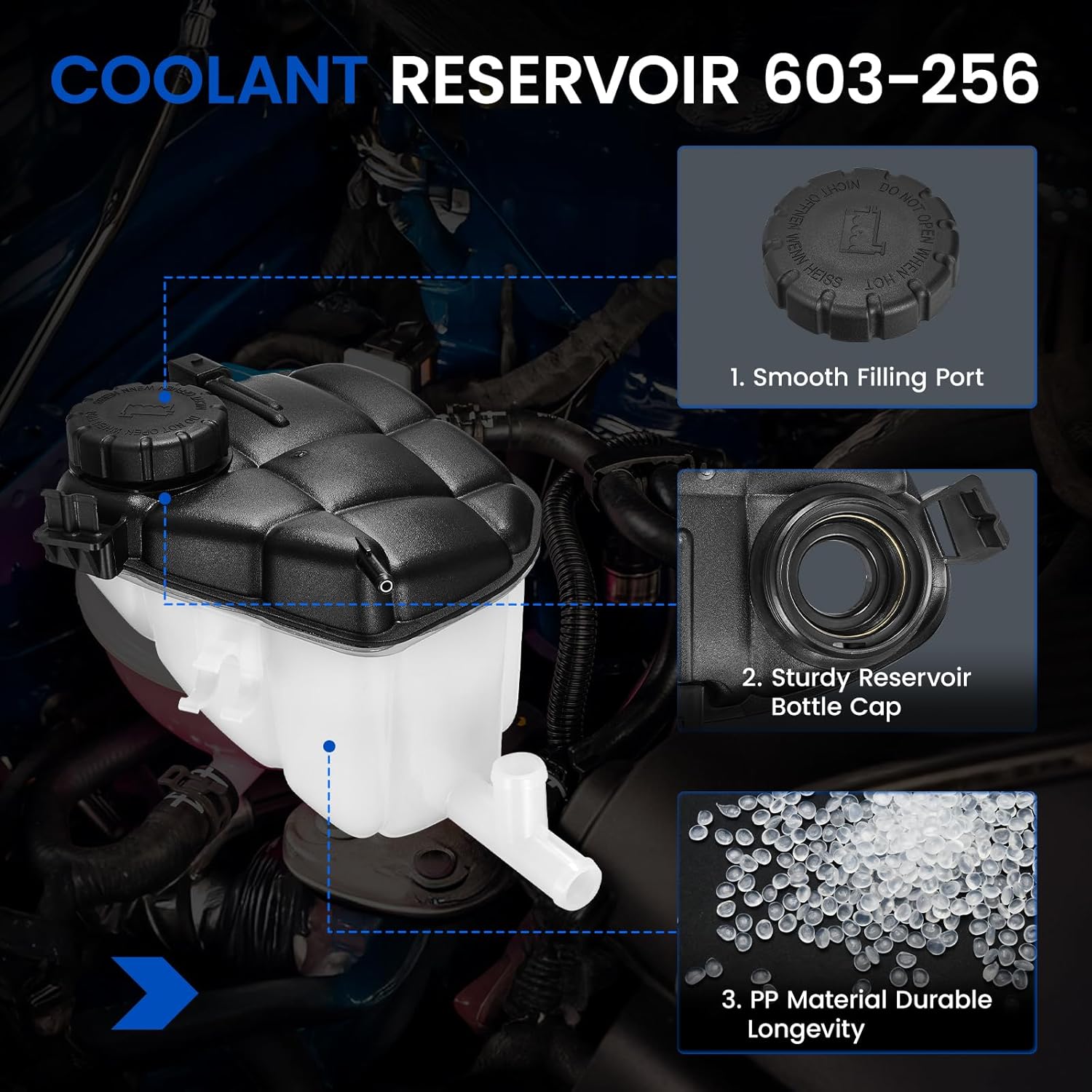 Engine Coolant Reservoir Tank 603-256 Compatible with Mercedes-Benz GL320 GL350 GL450 GL500 GL550 ML320 ML350 ML450 ML500 ML550 SLS AMG ML63 C63 AMG Replace 1645000049 EPT0009 Coolant Reservoir
