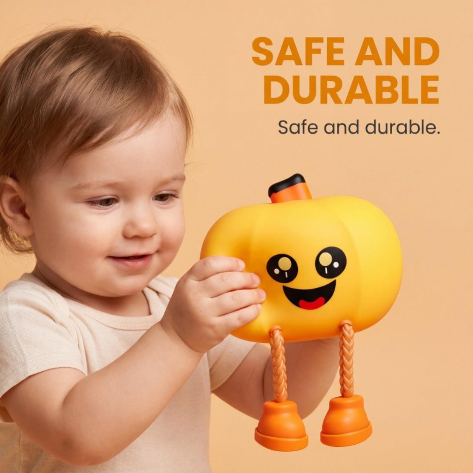 Lámpara de noche de calabaza de Halloween con ojos de estrella, decoración linda y divertida, luz cálida para compañero nocturno, control táctil, silicona, juego de presión, soporte para teléfono