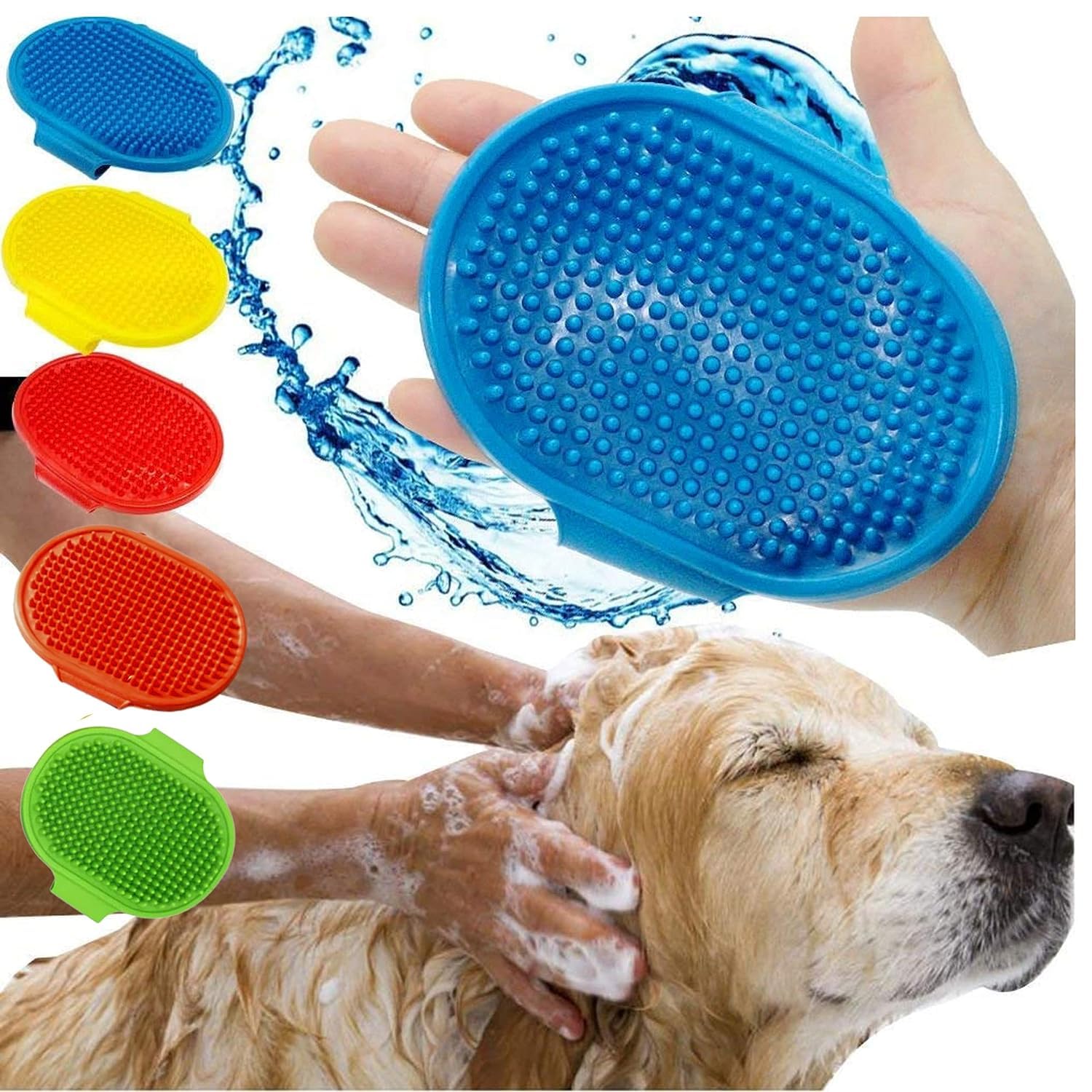 SKYPARKLE Puppies Pet Massage Rubber Bath Glove for Dogs, Cats, Rabbit, & Hamster | Grooming Shampoo Washing Soothing Bristles Hand Brush Comb - 2 Piece (Soothing Glove) (B0CGNWPJVF) Amazon Price History, Amazon Price Tracker