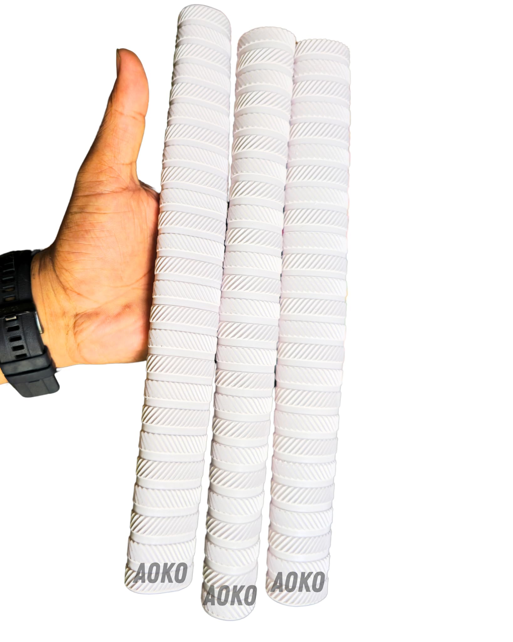 AOKO Plain White Soft Comfortable 1 Rubber Grips for Better Shock Absorption 1 Grip Cone for Cricket Bat Handle Accessories( Pack of 2 ) 3