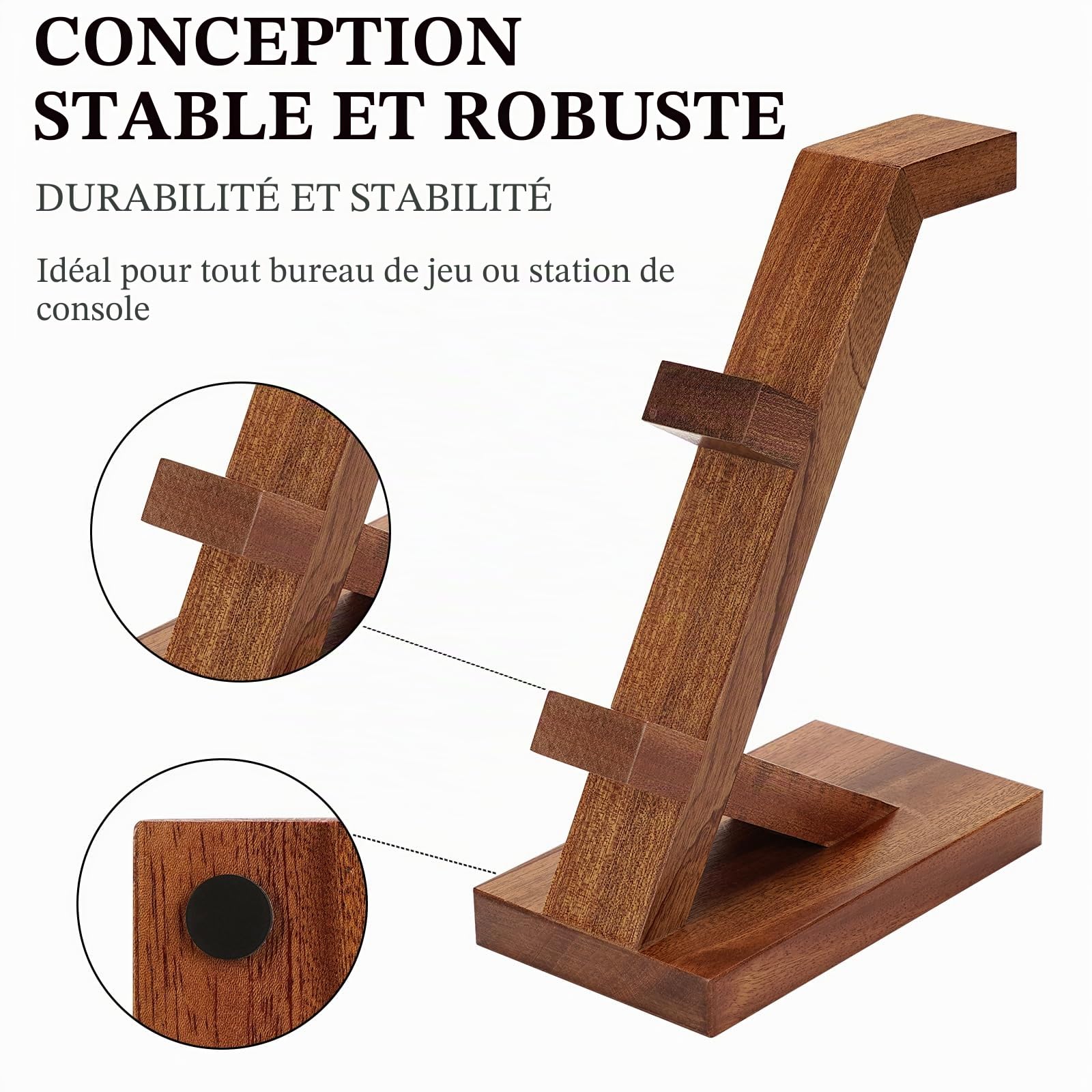 Geekria Support de Manette de Jeu Double en Bois Massif et Support de Casque, Support de Rangement de contrôleur pour PS4/PS5/Xbox/Switch/8BitDo, Accessoires de Jeu de Bureau universels