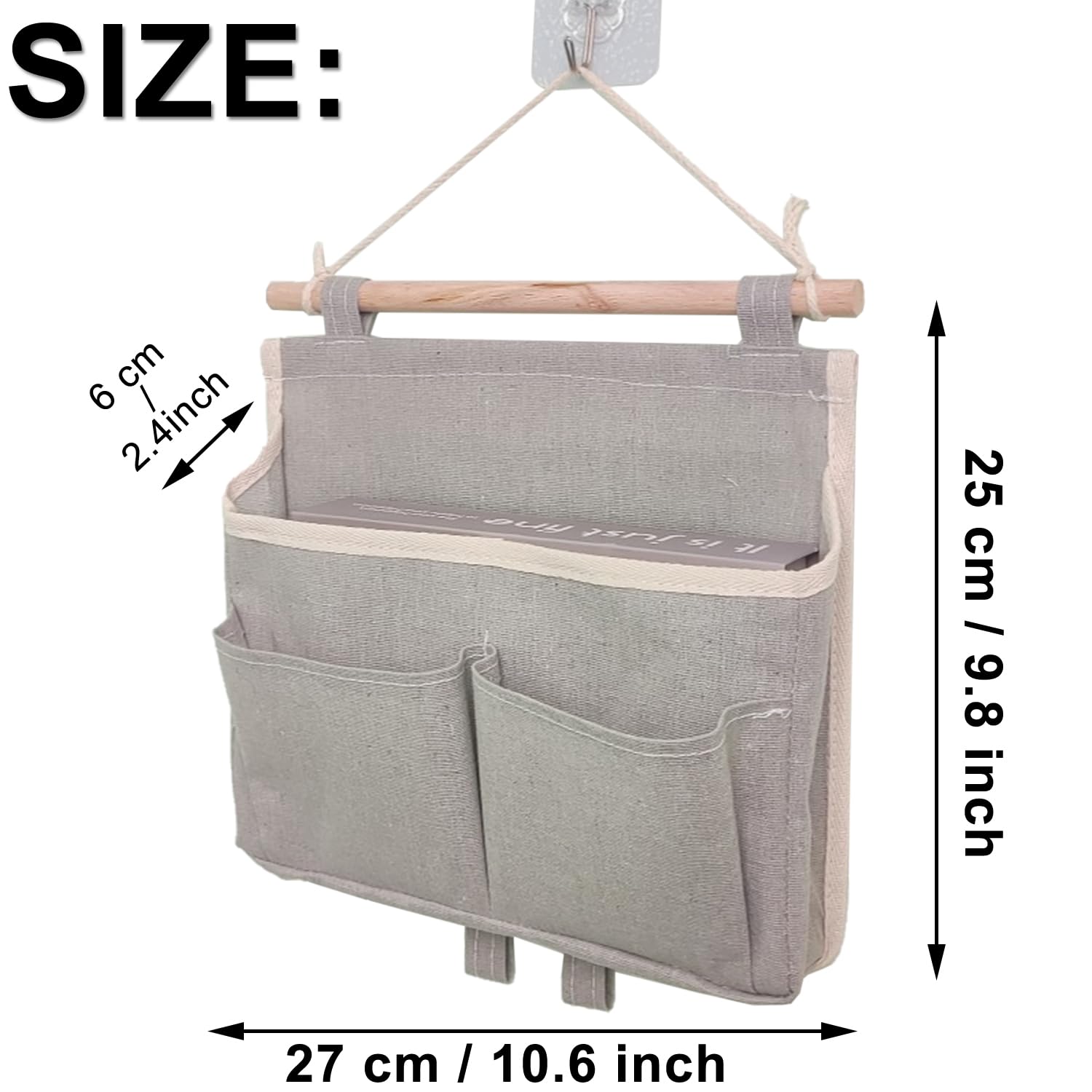 GEFIRE 3 Pezzi Portaoggetti da Appendere, con Tasche, da Parete
