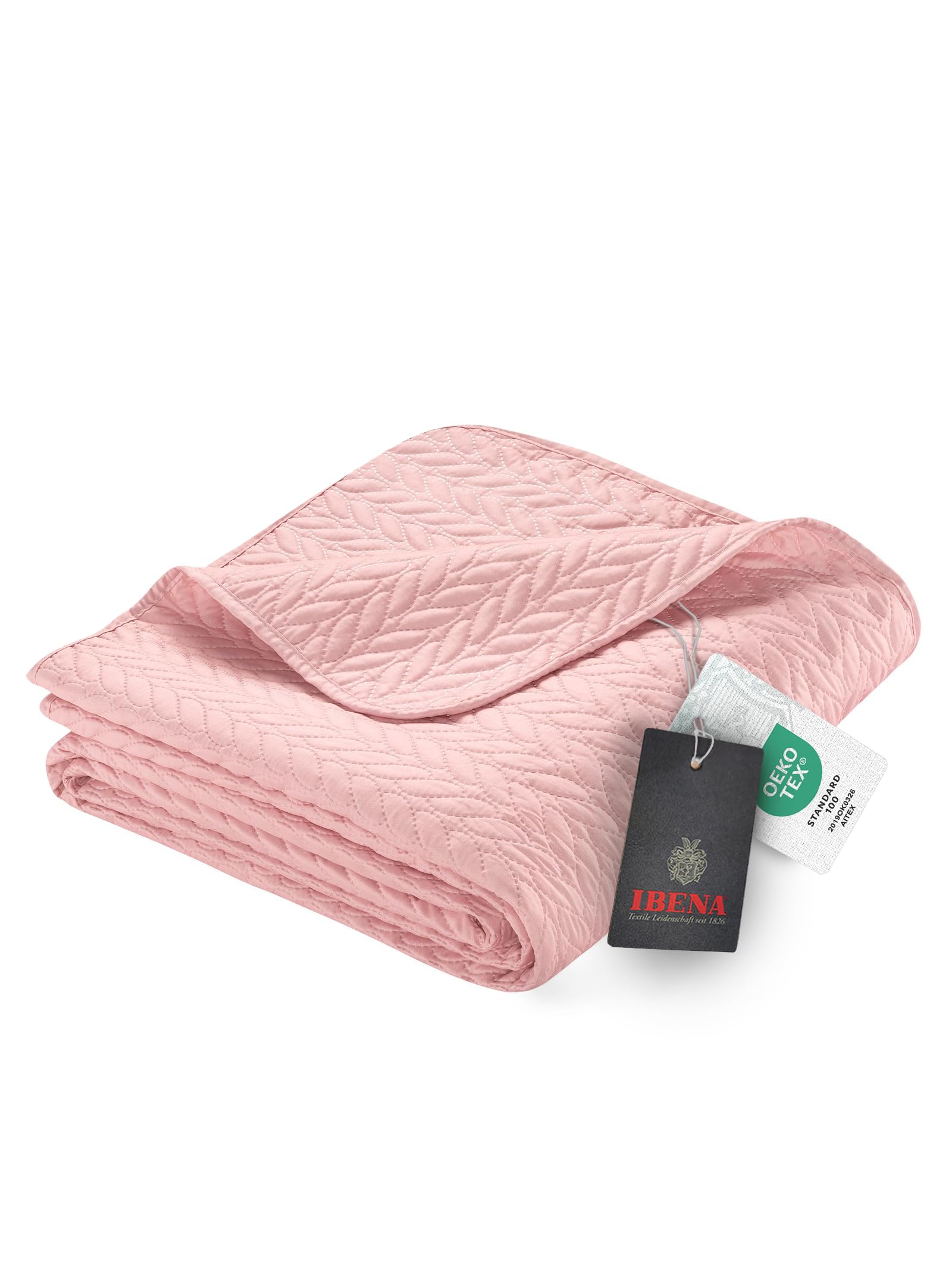 Ibena Nancy - Copriletto 140 x 210 cm, colore: rosa, coperta leggera con motivo a treccia
