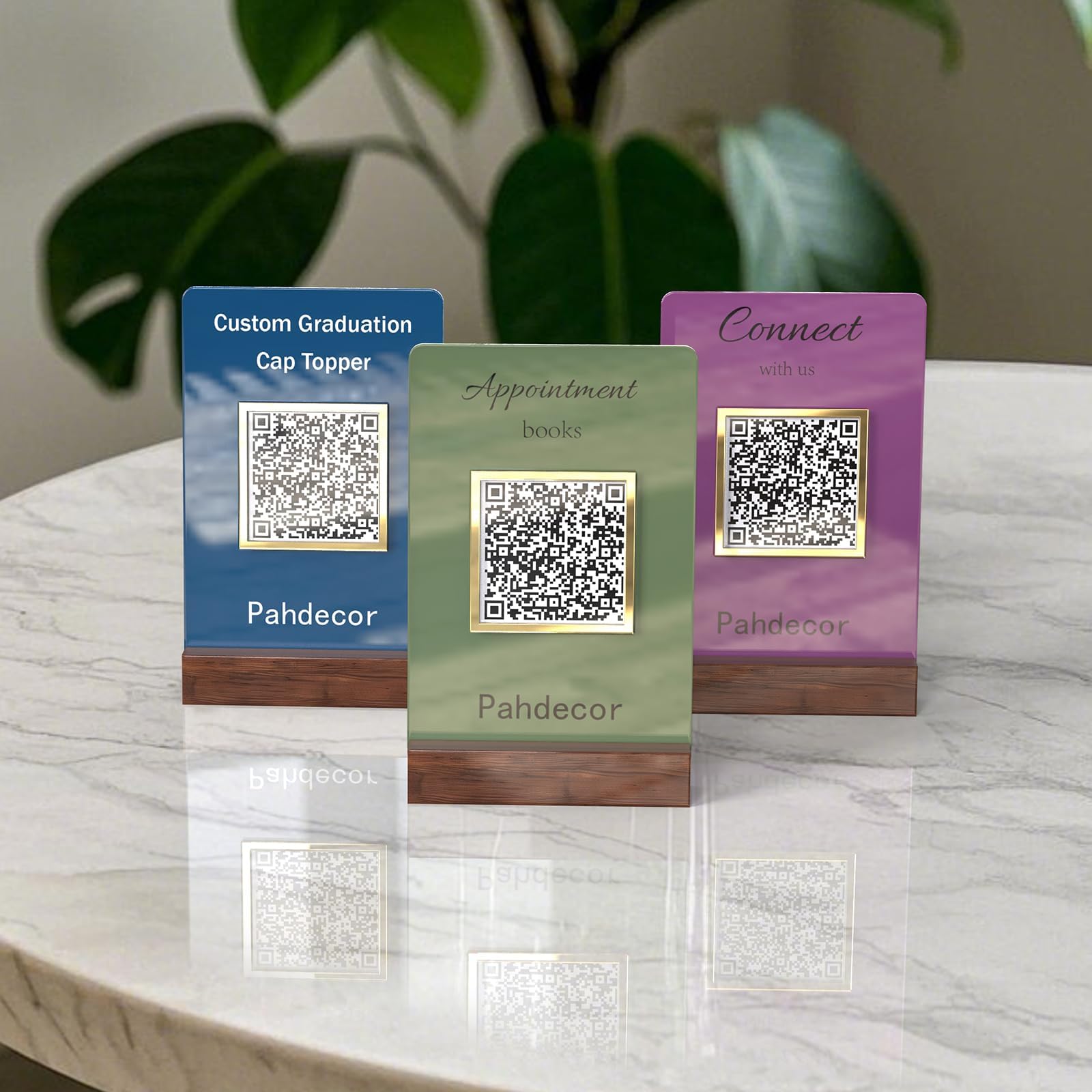 Mini 3D Custom QR Code Sign Professional Display Board Scan to Pay Multiple Venmo Instagram Cash App Social Media Acrylic Plaque for Beauty Salon Hairdresser
