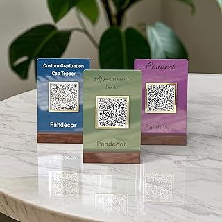 Individuelles Mini-QR-Code-Schild personalisierbar Business-Anzeigeschilder Scannen zum Bezahlen Multi Venmo Instagram Facebook Social Media Acryl Schönheitssalon Friseure Kosmetikerin (transparent)