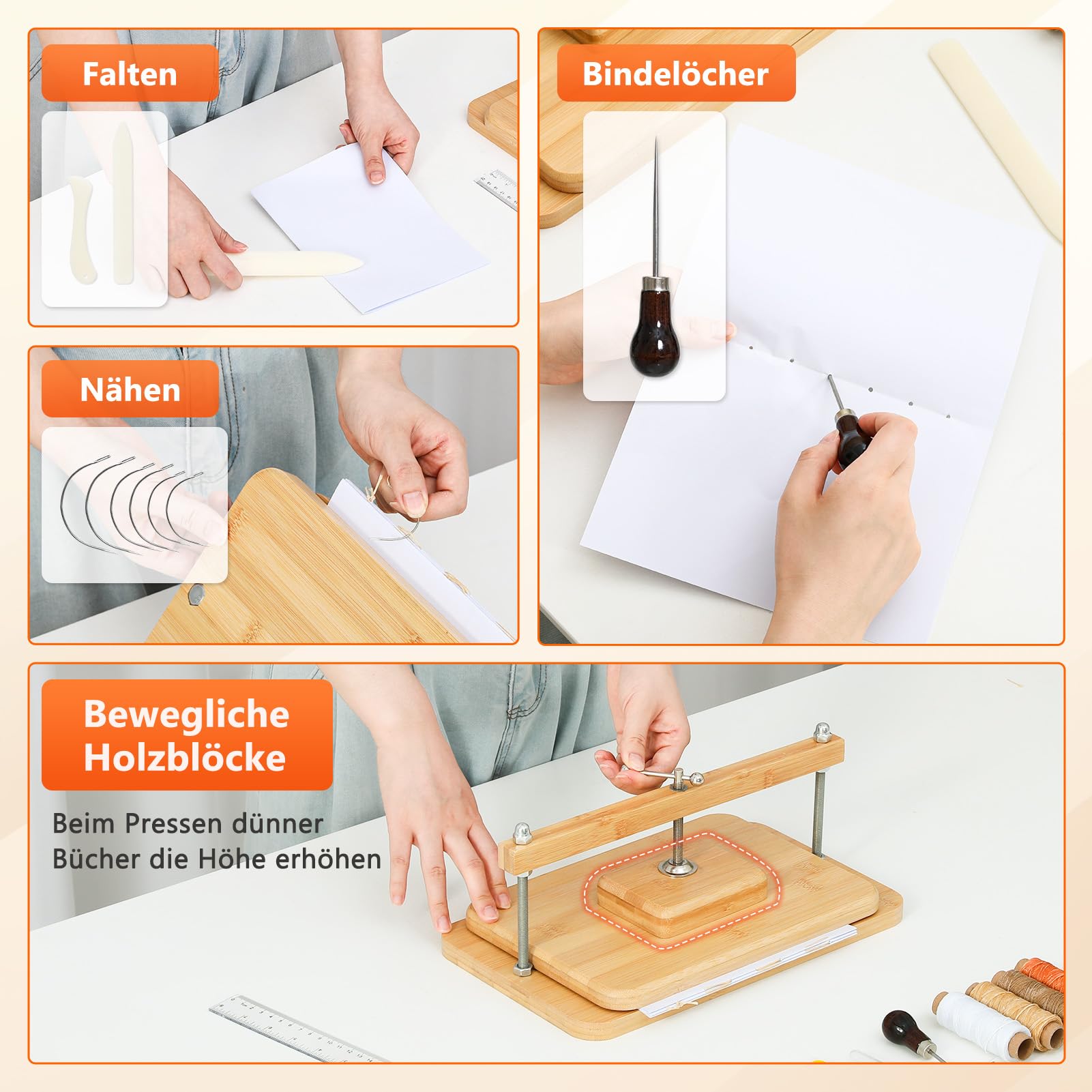 TYYIHUA Buchbinde-Sets, Buchpresse aus Bambusholz, geeignet für dünne Bücher, 28 x 20 cm, Buchbindepresse für DIY-Buchbinden, Buchreparatur und Bastelarbeiten.