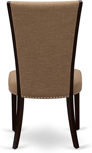 Miniatura 7 de East West Furniture VEP3T47 Verona Modern Parson - Juego de 2 sillas de comedor tapizadas de tela de lino de color sable con cabeza de clavo, color