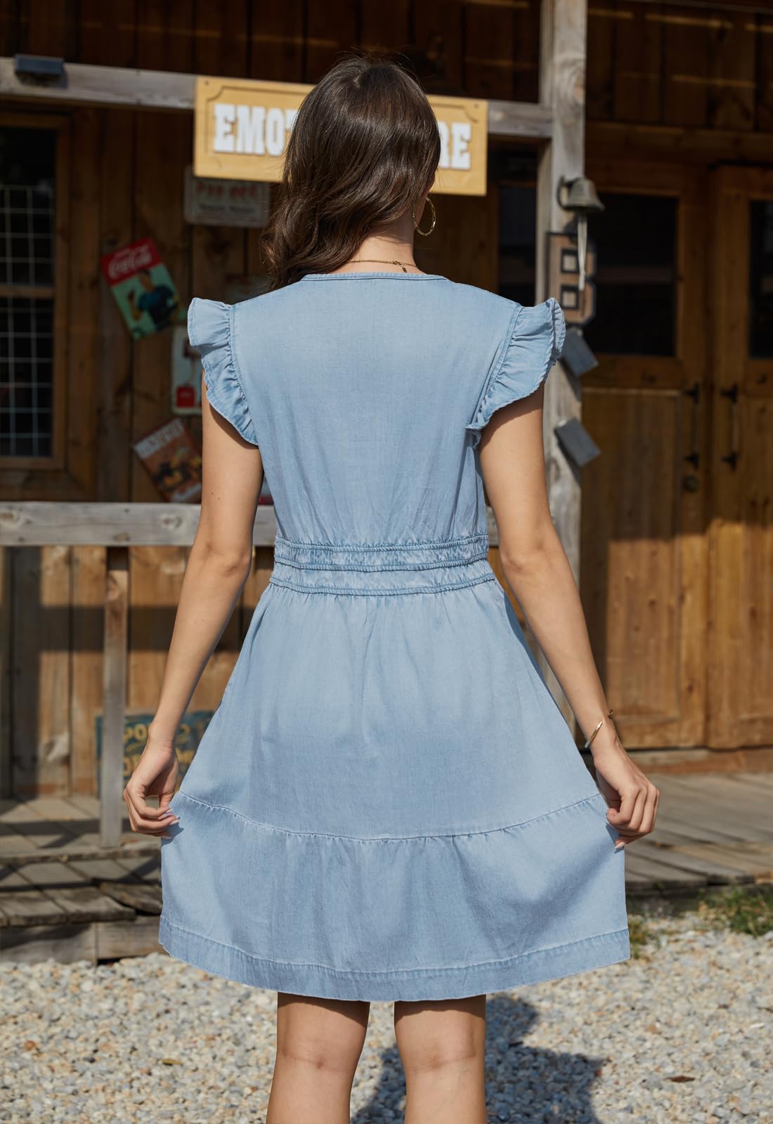 JayscreateEU Sommerkleid Damen Blusenkleid V-Ausschnitt Elegantes Bedrucktes Kleid Damen V-Ausschnitt Kurzarm Mit Taschen Tunika Kleid A Linie Wickelkleid Sun Dress for Women