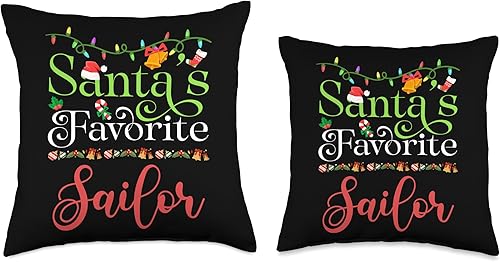 Miniatura 3 de Santa's Worker Holiday Threads Santas Favorite Sailor Holiday Top Elf Profession Throw Pillow, 18x18, Multicolor