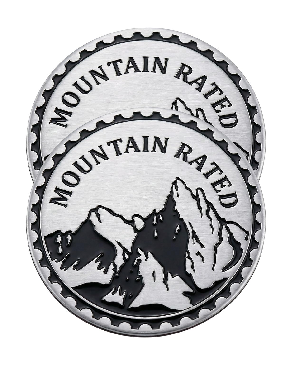 2 pcs Car Emblem 4 x 4 Metal Automotive Badge 3D Metal Car Badges Emblems Round Emblem Decals Car Badge Decals Stickers Compatible with Vehicles Trucks SUV RV Decorations (Mountain)
