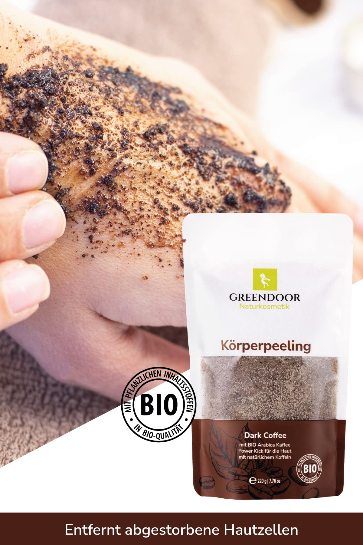 Greendoor cosmétique naturel raffermissant corps café 220g végétalien + caféine extra | Exfoliant anti-âge arabica bio sans microplastique | contre cellulite vergetures