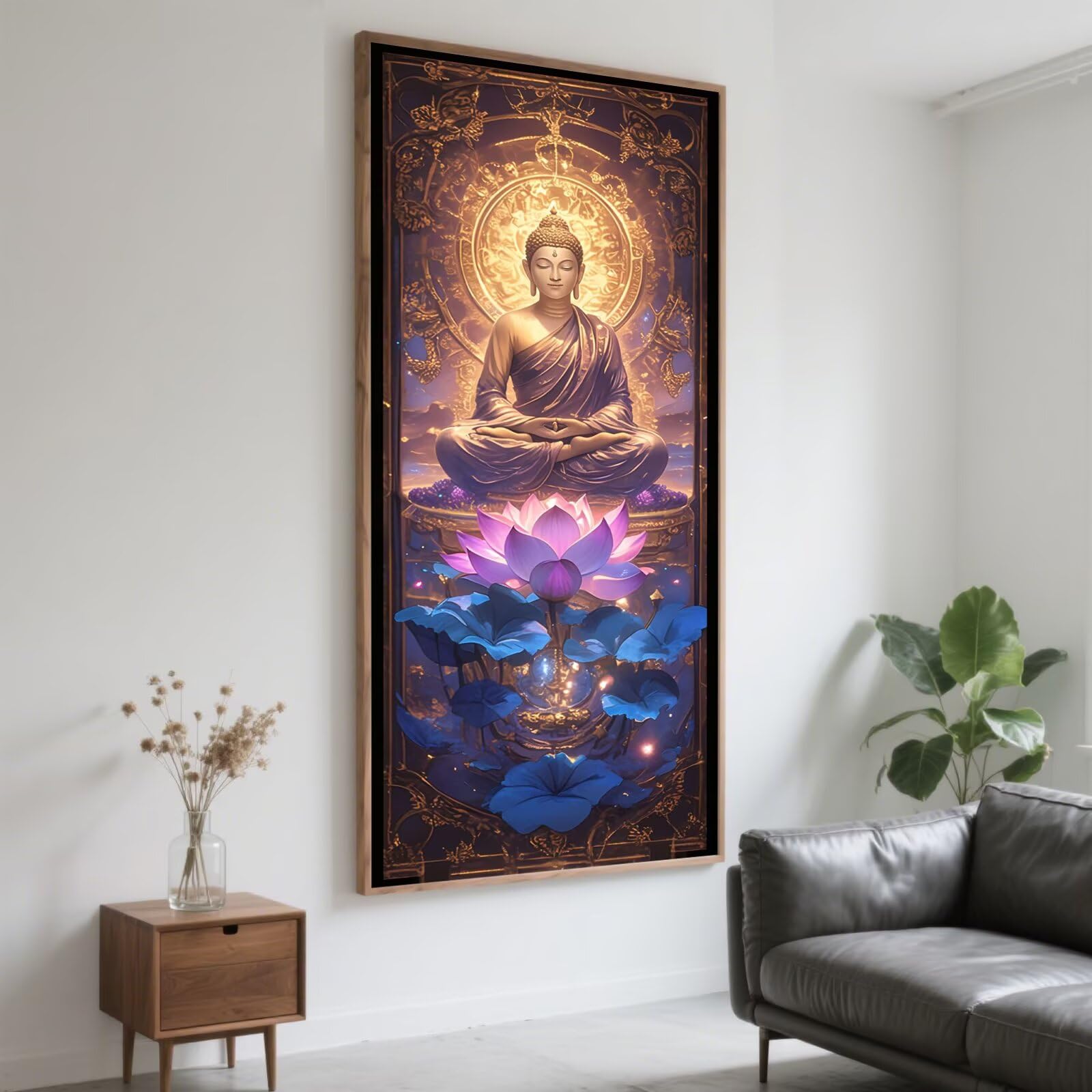 Lotus Diamond Art Buddha Diamond Painting Arts and Crafts dla dorosłych, zestawy do malowania diamentami 5D, dorosłych, Crysta, haft krzyżykowy, zestaw do haftowania dla początkujących, dekoracja