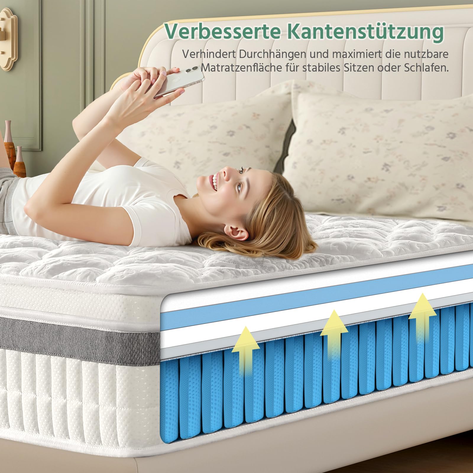 SZsuilong Matratze 200x200 cm H3 H4 Höhe 28cm – Bild 6