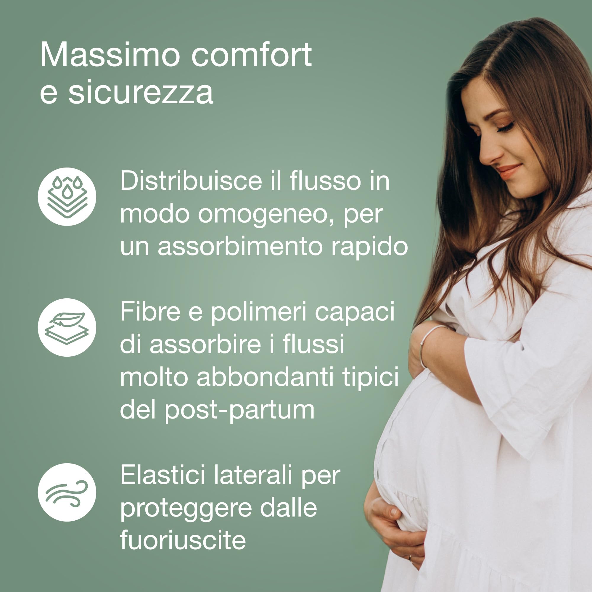 Saugella Cotton Touch Post Parto, 10 Assorbenti Cotone Post Parto, Senza Strato Adesivo, Azione Antibatterica, Lenitiva