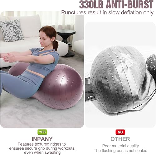 Miniatura 7 de INPANY Peanut Ball - Exercise Ball for Labor Birthing, Anti-Burst Physical Therapy for Kids, Core Strength, Flexible Seating, Home & Gym Fintness,
