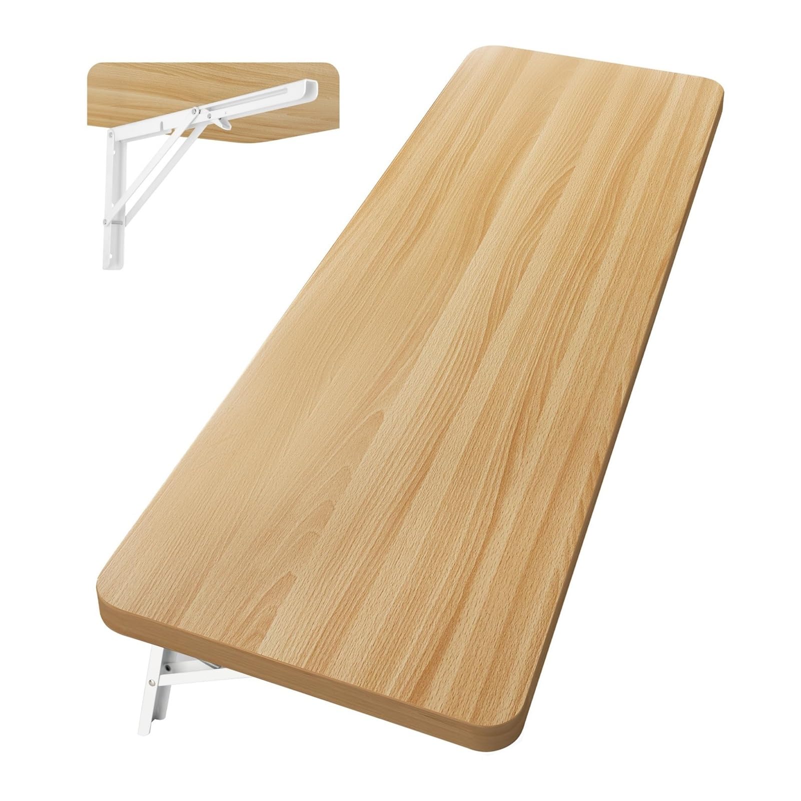 LWJSOCP Wall Mounted Folding Desk SpaceSaving Dining Table for Home Office Kitchen & Study Light Walnut Finish 100x30cm Versatile Workbench Solution
