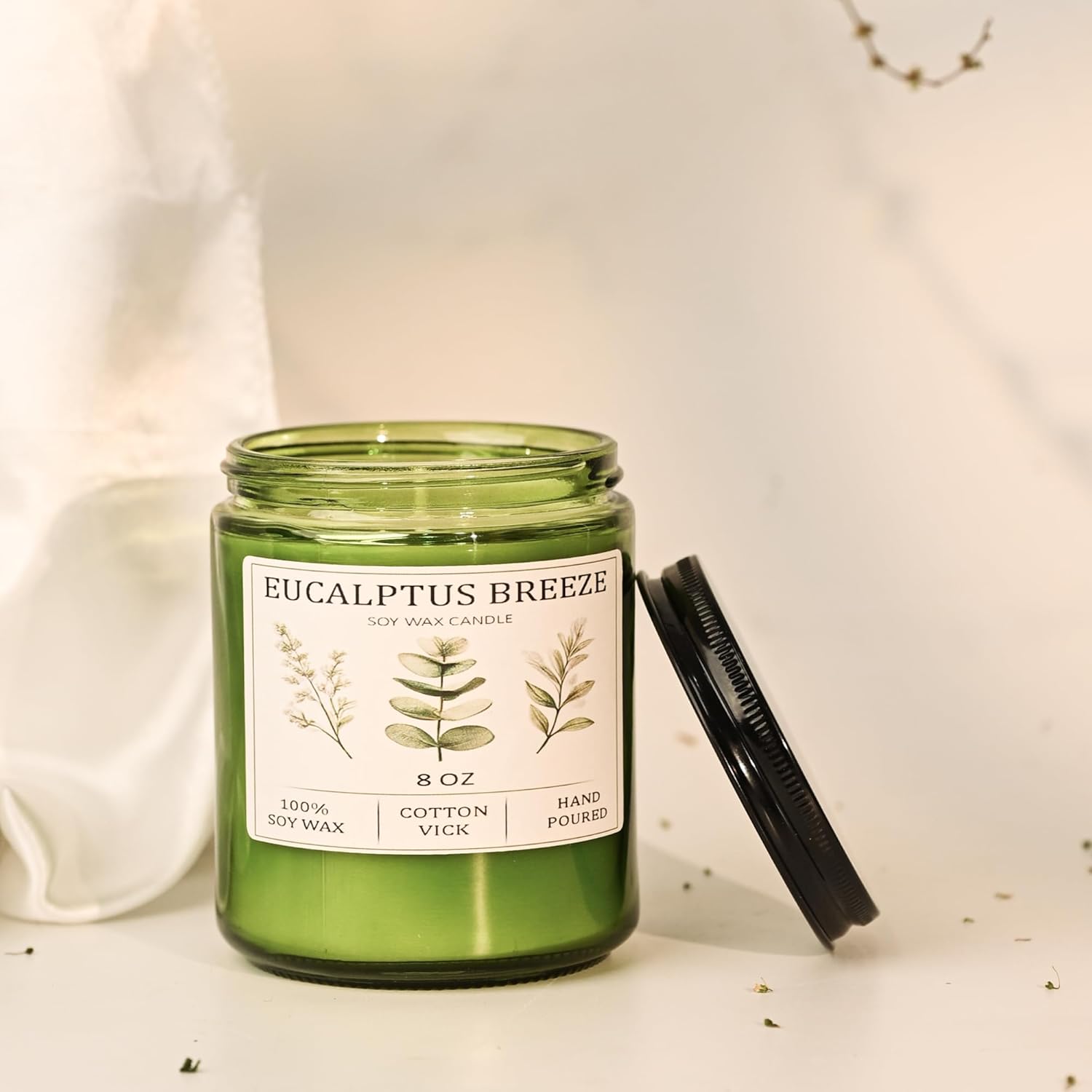 Eucalyptus & Mint Candles for Home Scented, 40 Hours Burn Soy Candle Gift for Women Stress Relief, Meditation, Yoga, Relaxing, Natural Soy Wax for Men and Women, 8oz - Image 7