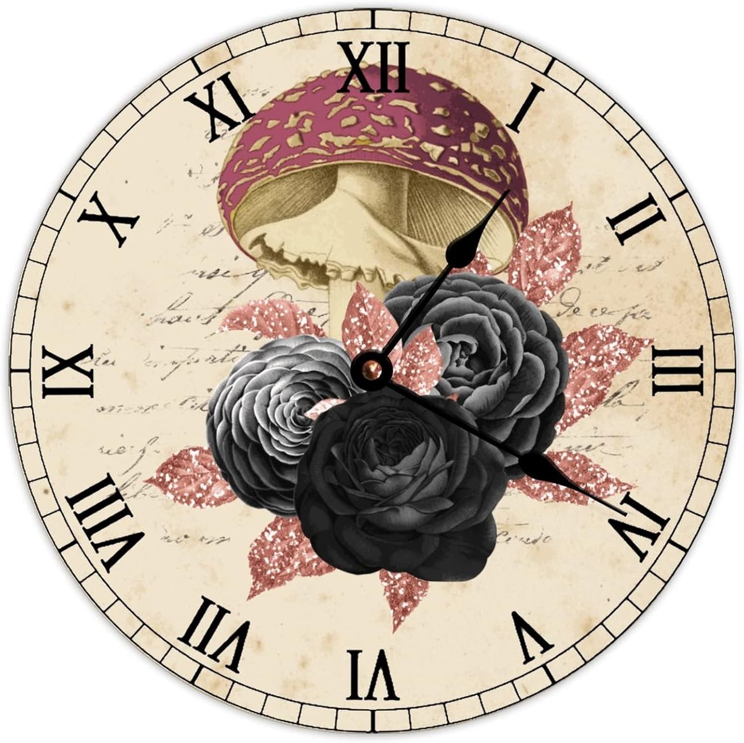 Vintage French Country Wall Clock, 12 Inch, Battery Operated, Silent Quartz Sweep Movement, Wooden Wall Decor, Perfect for Kitchen, Living Room, Bedroom, Office
