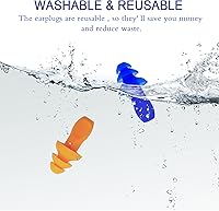 Vista 2 de Tapones para los oídos para dormir con cancelación de ruido, 16 pares de tapones reutilizables de silicona suave para los oídos, reducción de ruido