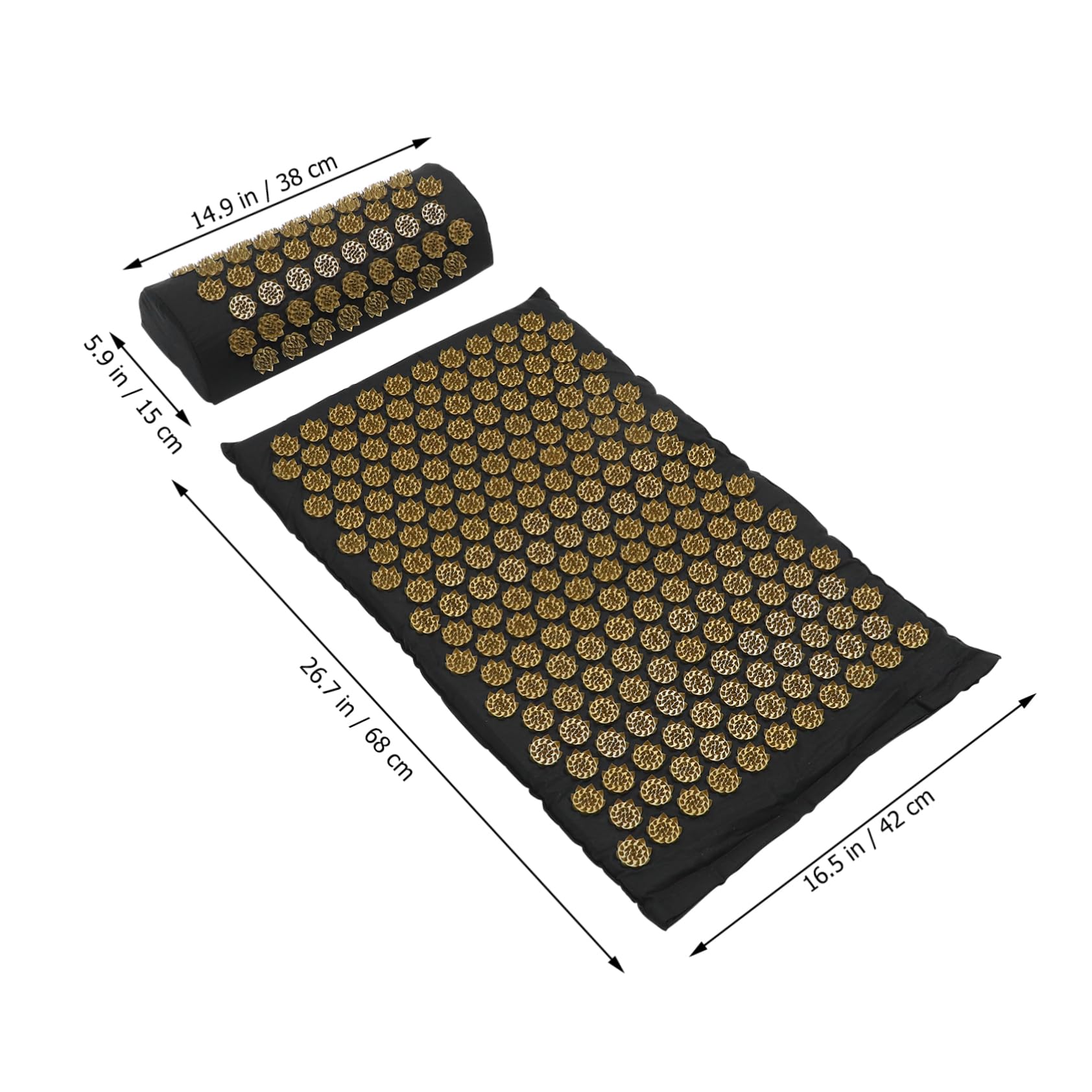 BCOATH 2pcs Acupuncture Massage Cushion Pillows for Back Washable Yoga Mat Point Massager Pillow for Back Pillow Kit Acupoint Massage Mat Acupressure Pillow Black Abs Plastic Nails