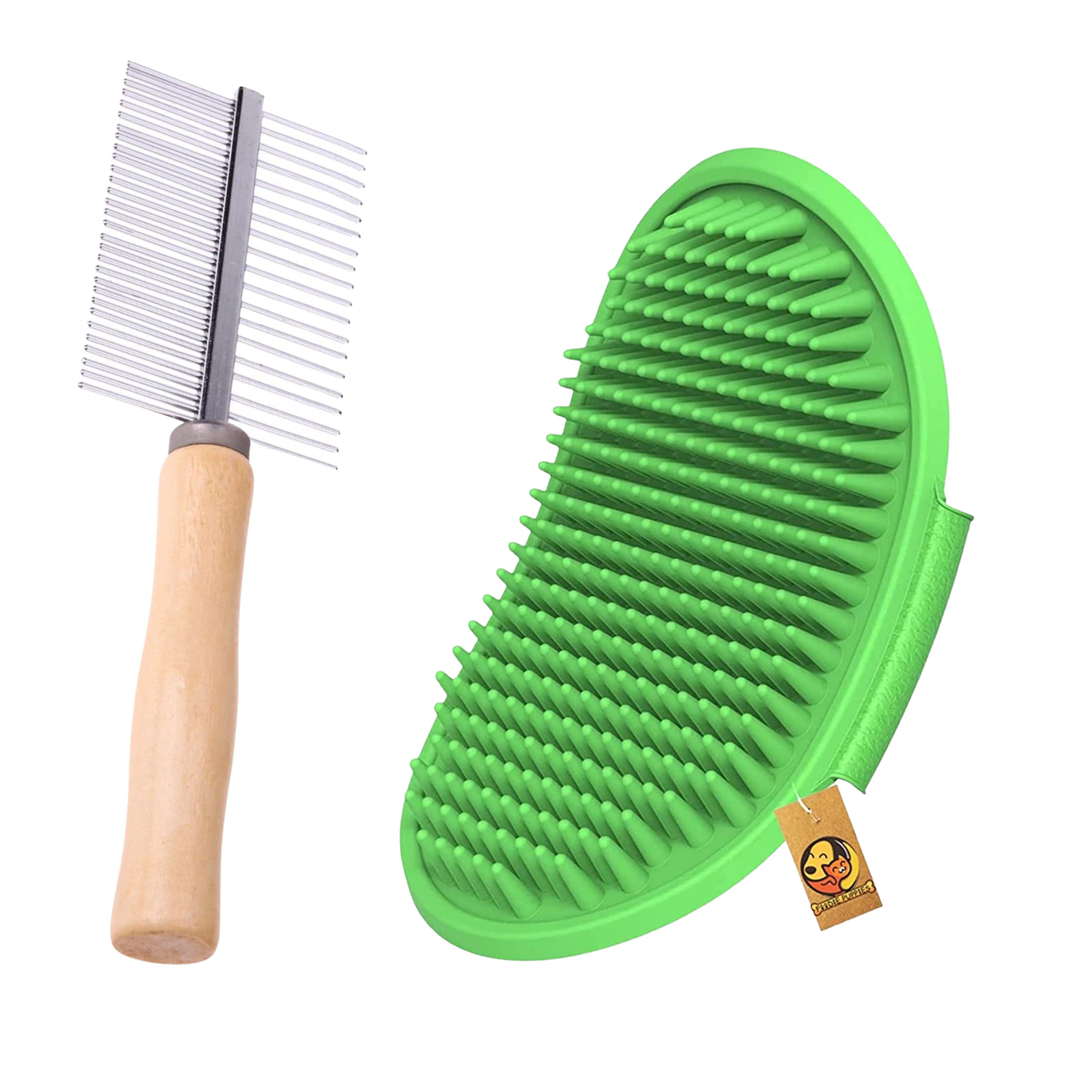Foodie Puppies Professional Pet Grooming Essential Combo Convenient to Use for Dogs, Puppies and Cats (Wooden 2 Side Comb - Glove) (B09D88JLL2) Amazon Price History, Amazon Price Tracker