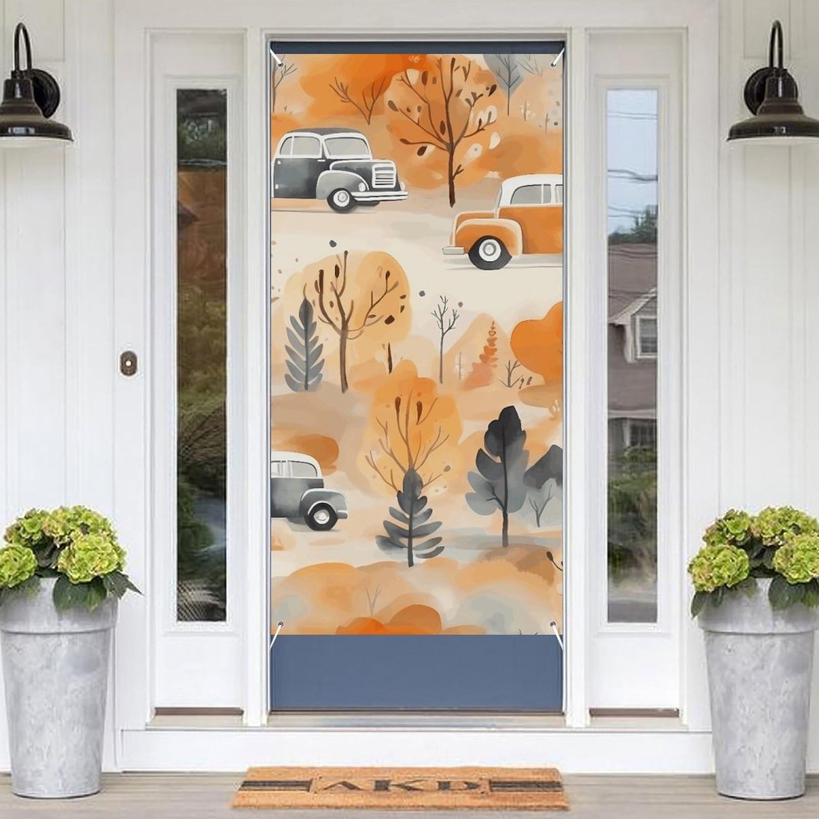 KLOPH Door Cover Decoration Welcome Door Banner Porch Sign Photo Background Doors Curtains for Doorway Privacy Window Curtain Car in The Jungle Porch Cover Indoor Outdoor Decor 70.9x35.4in