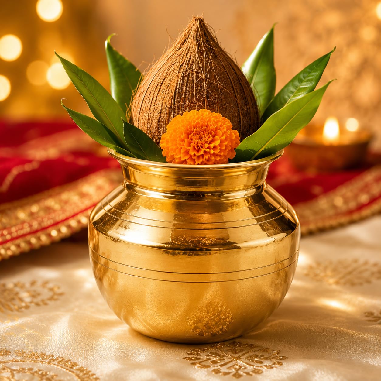 Pure Source India Brass Kalash Lota Utensil, 3.5 Inch, Gold, 1 Piece (Small Kalash) 3