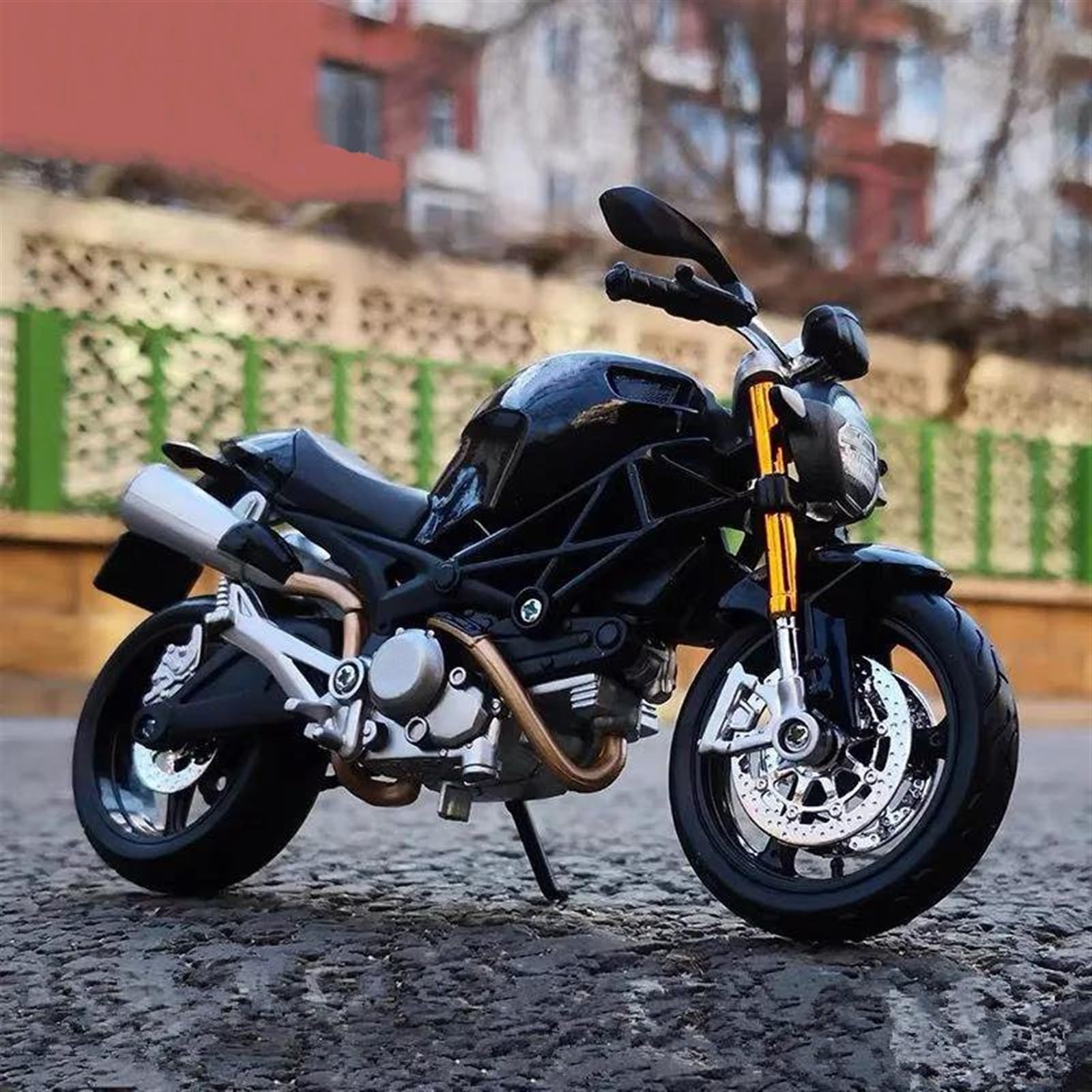SEYXF Motorbike Toy 1/12 for Ducati 696Monster Motorcycle Model Diecast Metal Simulation Toy Gift(Black Foam Box)