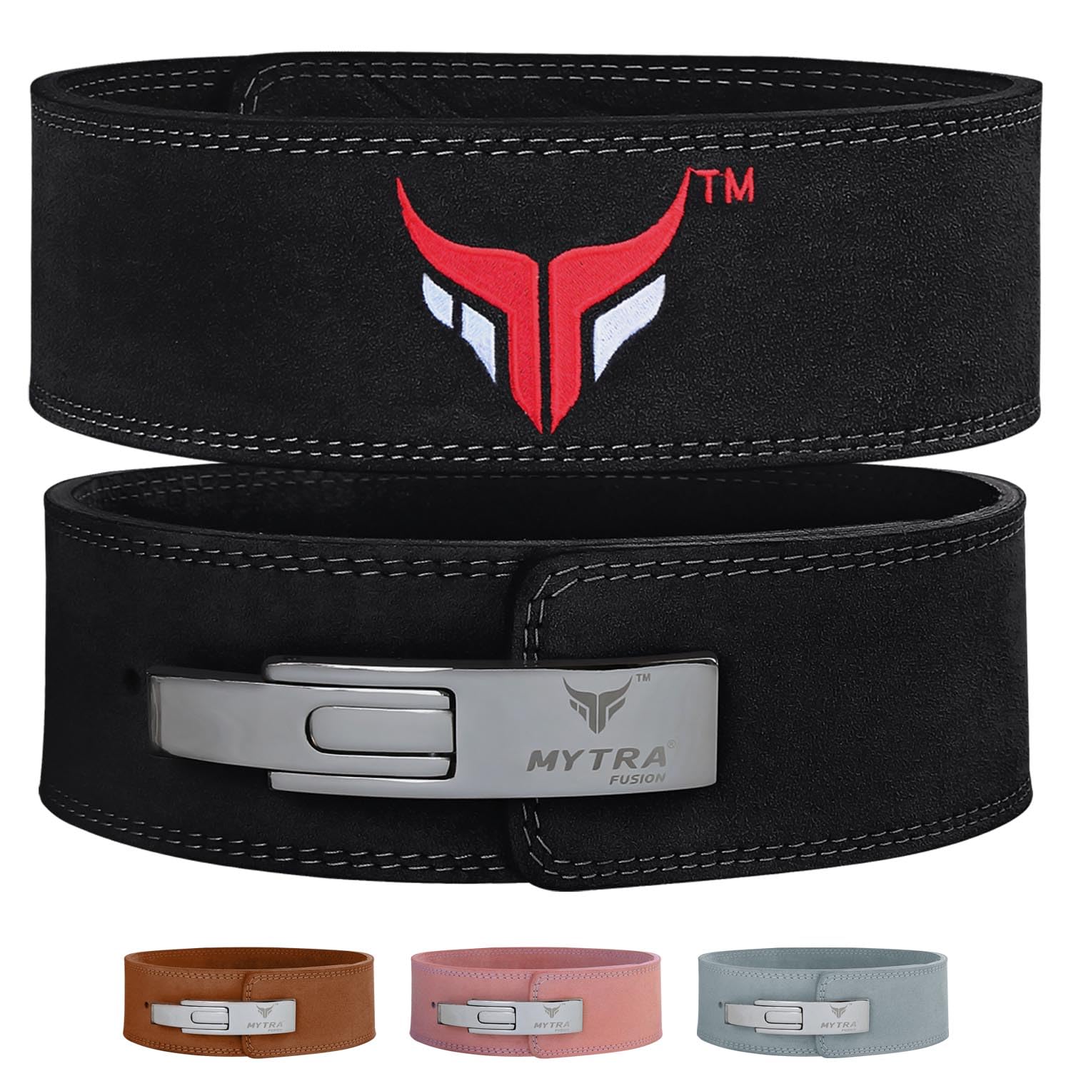 Mytra Fusion ceinture musculation 100% Cuir Véritable ceinture leste musculation Blanc Levier, ceinture de musculation Powerlifting ceinture musculation homme and femme