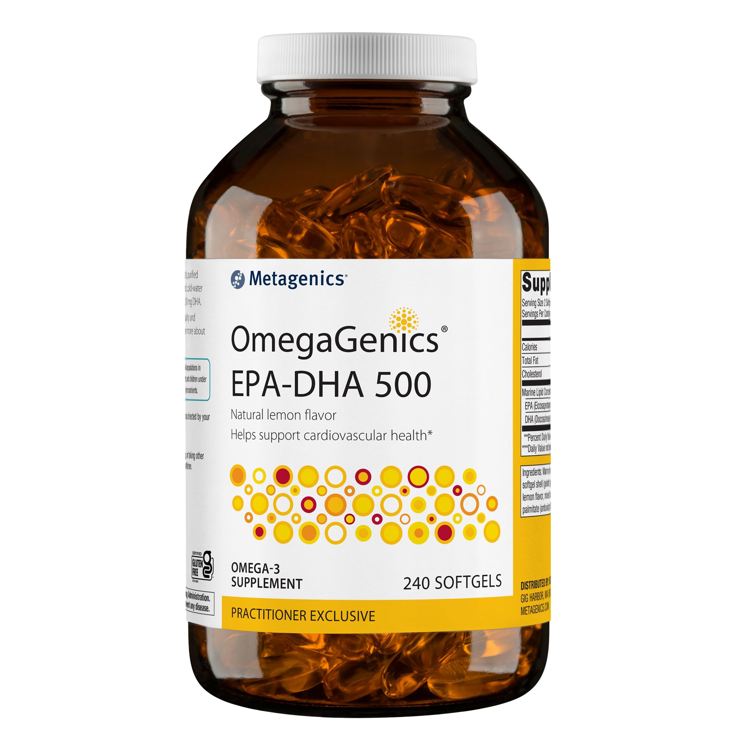 OmegaGenics EPA-DHA 500 - High Potency Fish Oil Supplement for Cardiovascular Health* - Sustainably Sourced & Purity Tested - Non-GMO & Gluten-Free - 240 Softgels