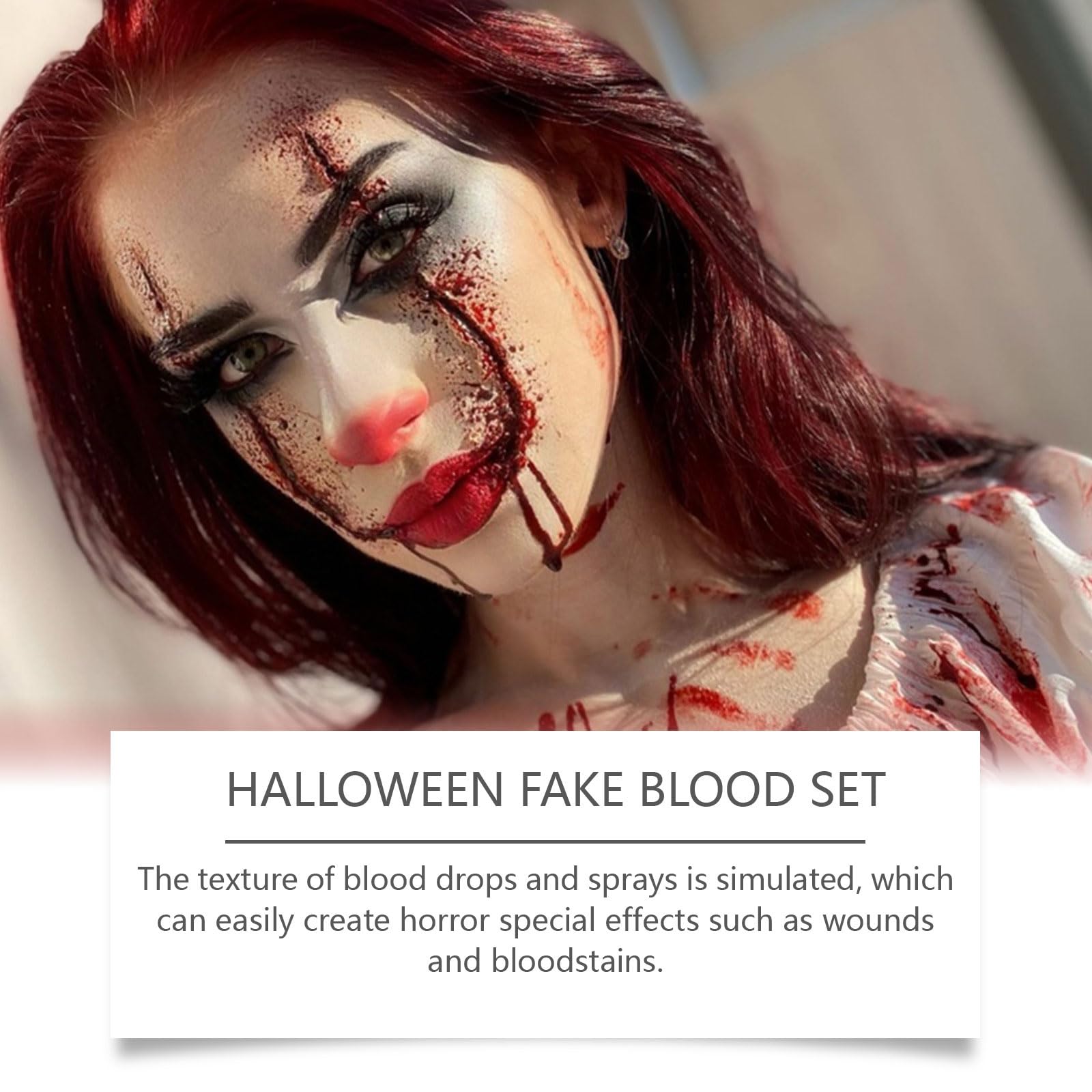 Halloween Make UP Set, SFX Zombie Vampire Maquillage, Peinture Visage Noir Blanc Rouge Maquillage, Fake Blood Lavable Sûr, Peinture Corporelle Pour Cosplay, Carnaval, Halloween, Pâques, Noël