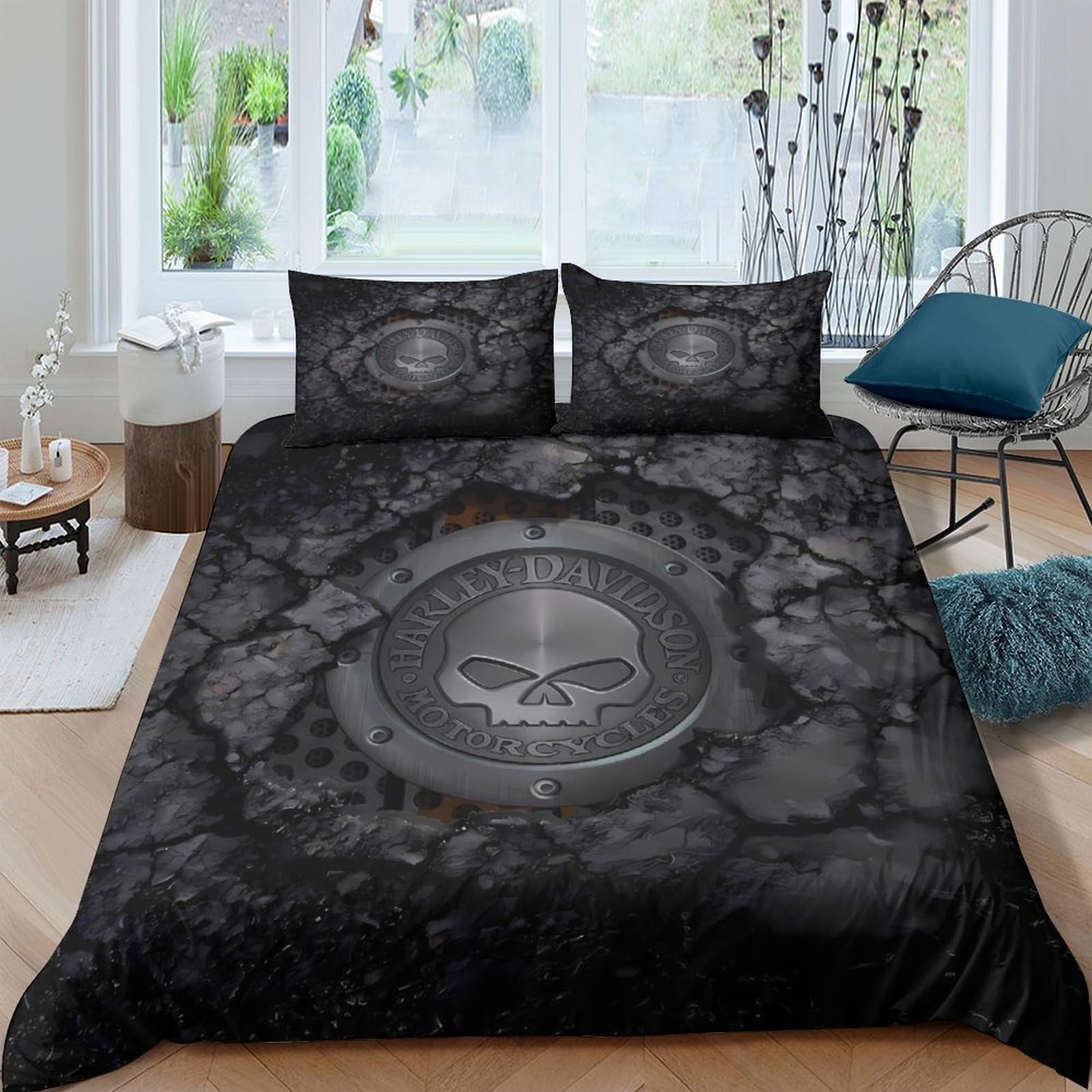 Ctjqhvkz Style-7 3D Printed Skull Mandala Fitted Sheet Microfiber Black Gothic Bed Cover For Bedroom Dorm Mattress Decor Single（135X200cm）