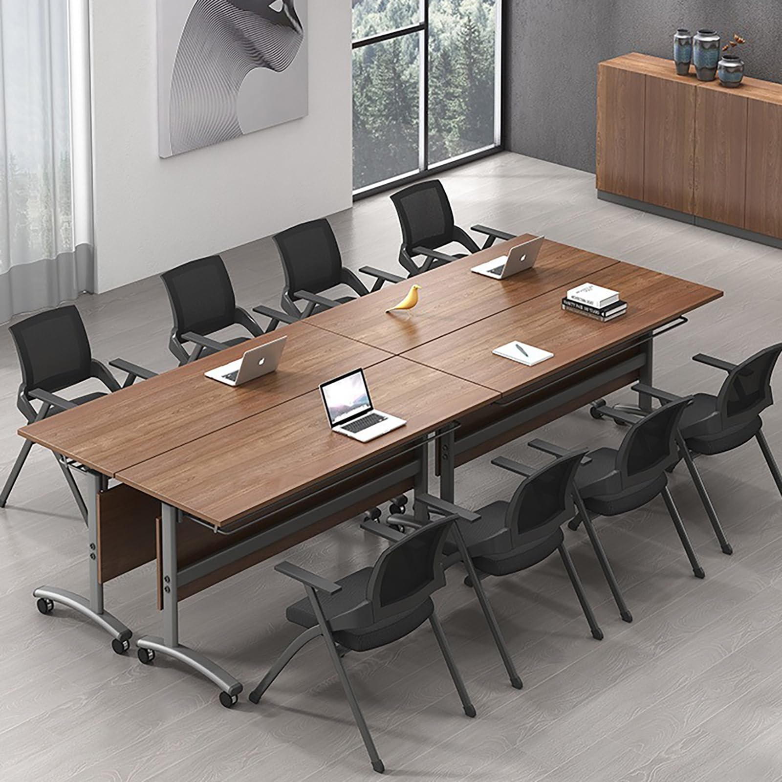4 Pieces a,47 * 20 * 29,Tavolo da conferenza Pieghevole, Tavolo da Formazione modulare con Piano Ribaltabile, postazioni di Lavoro mobili salvaspazio con telai in Acciaio Rinforzato