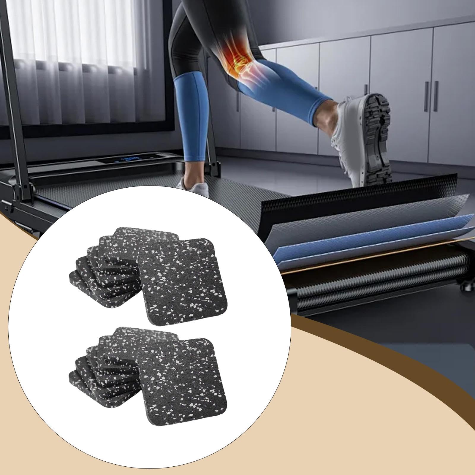 Amagogo 12 Pezzi Tappetini Tapis Roulant Tappetino Antivibrazione Tappetino Attrezzatura Fitness Antiscivolo Realizzato in Gomma per Assorbire Urti E Ridurre, in Bianco E Nero
